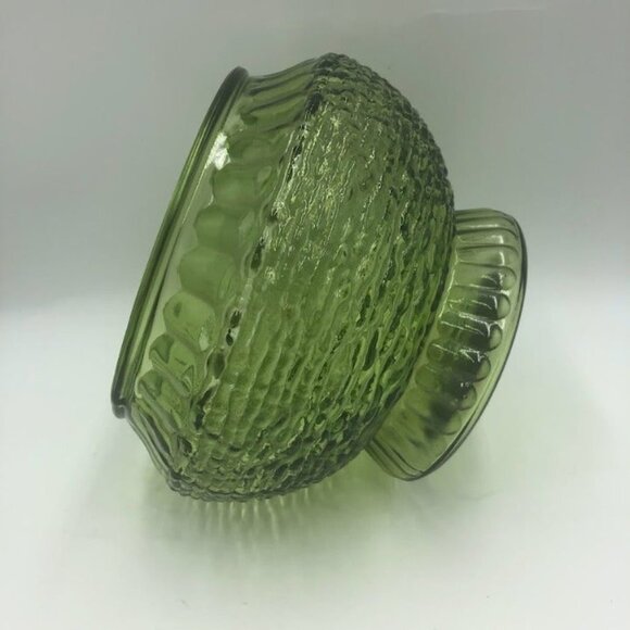 Vintage NAPCO 1176 Green Glass Vase Bowl Ribbed - Picture 8 of 12